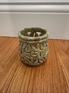 Yankee Candle Soapstone Floral Votive Candle Holder rose STICKER tea light